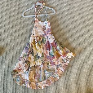 Halter high low floral dress with strappy back size 2-3